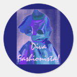 Fashionista de la diva en el azul I Etiquetas Redondas