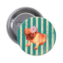fashionista retro verde lindo del perrito del barr pins