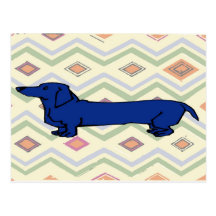 Fauvism azul del extracto del Dachshund Tarjeta Postal