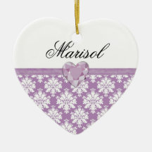 Favor anticuado del cumpleaños del corazón púrpura adorno de navidad
