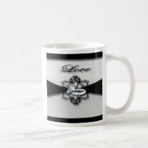 Favor blanco y negro elegante del boda tazas de café