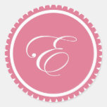 Favor de fiesta rosado del sello del monograma de  pegatina redonda