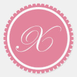 Favor de fiesta rosado del sello del monograma de  etiquetas  