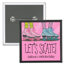 Favor de la fiesta de cumpleaños del patinaje sobr pin