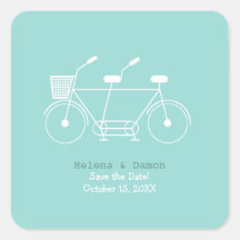 Favor en tándem del boda de la bicicleta colcomanias cuadradas personalizadas