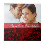 Favor floral rojo del boda de la foto del damasco tejas  ceramicas