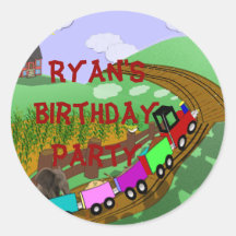 Favor temático de la fiesta de cumpleaños del tren etiqueta