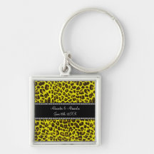 Favores amarillos del boda del leopardo llaveros