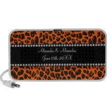 Favores anaranjados del boda del estampado leopard portátil altavoces