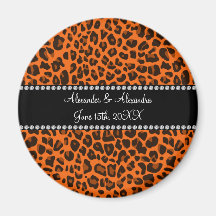 Favores anaranjados del boda del estampado leopard iman para frigorífico