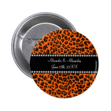 Favores anaranjados del boda del estampado leopard pins