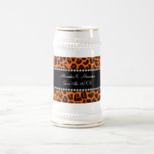 Favores anaranjados del boda del estampado leopard tazas de café