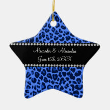 Favores azules del boda del modelo del leopardo ornaments para arbol de navidad