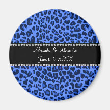 Favores azules del boda del modelo del leopardo imán