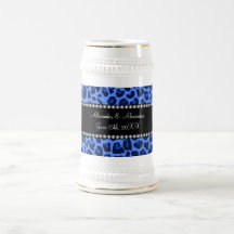 Favores azules del boda del modelo del leopardo taza de café