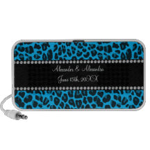 Favores del boda del estampado leopardo del azul d notebook altavoces