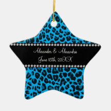 Favores del boda del estampado leopardo del azul d ornamento para arbol de navidad