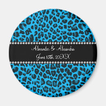 Favores del boda del estampado leopardo del azul d iman para frigorífico