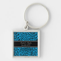 Favores del boda del estampado leopardo del azul d llaveros personalizados