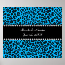 Favores del boda del estampado leopardo del azul d impresiones
