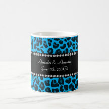 Favores del boda del estampado leopardo del azul d tazas de café