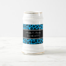 Favores del boda del estampado leopardo del azul d taza de café