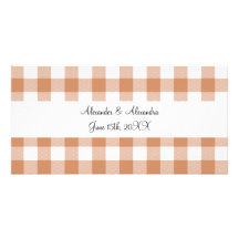 Favores del boda del modelo de la guinga de Brown Tarjetas Fotográficas