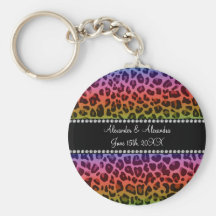 Favores del boda del modelo del leopardo del arco  llaveros personalizados