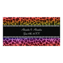 Favores del boda del modelo del leopardo del arco  tarjeta fotografica  