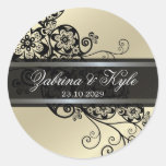 Favores florales elegantes del boda de Boho Paisle Pegatina Redonda