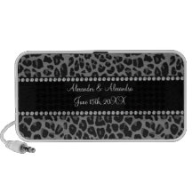 Favores grises del boda del estampado leopardo iPhone altavoz