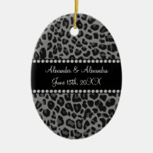 Favores grises del boda del estampado leopardo ornamento para reyes magos