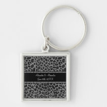 Favores grises del boda del estampado leopardo llavero personalizado