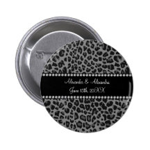 Favores grises del boda del estampado leopardo pins