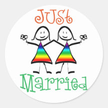 Favores lesbianos del boda etiqueta redonda