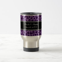 Favores púrpuras del boda del modelo del leopardo tazas