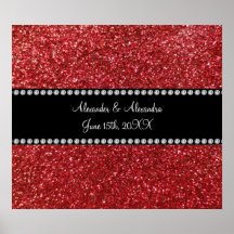 Favores rojos del boda del brillo poster