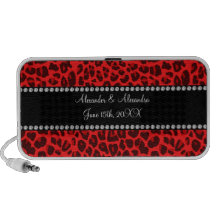 Favores rojos del boda del modelo del leopardo mini altavoces