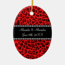 Favores rojos del boda del modelo del leopardo ornamentos de reyes