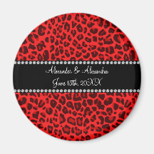 Favores rojos del boda del modelo del leopardo imán para frigorifico
