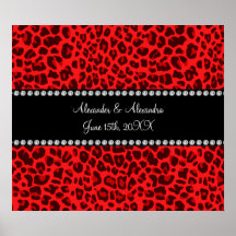 Favores rojos del boda del modelo del leopardo impresiones