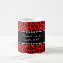 Favores rojos del boda del modelo del leopardo taza de café