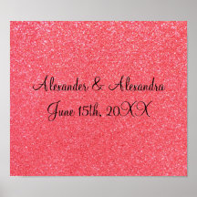 Favores rosados del boda del brillo poster