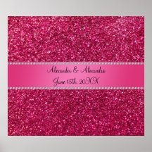 Favores rosados del boda del brillo posters