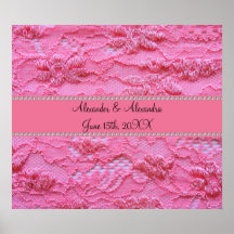 Favores rosados del boda del cordón impresiones