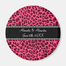 Favores rosados del boda del estampado leopardo iman de nevera