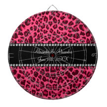 Favores rosados del boda del estampado leopardo tabla dardos