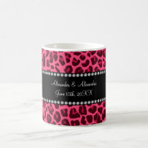 Favores rosados del boda del estampado leopardo tazas de café