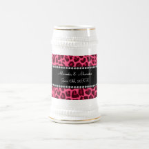 Favores rosados del boda del estampado leopardo taza de café