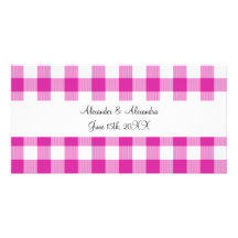 Favores rosados del boda del modelo de la guinga tarjeta con foto personalizada